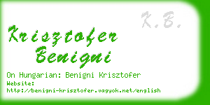 krisztofer benigni business card